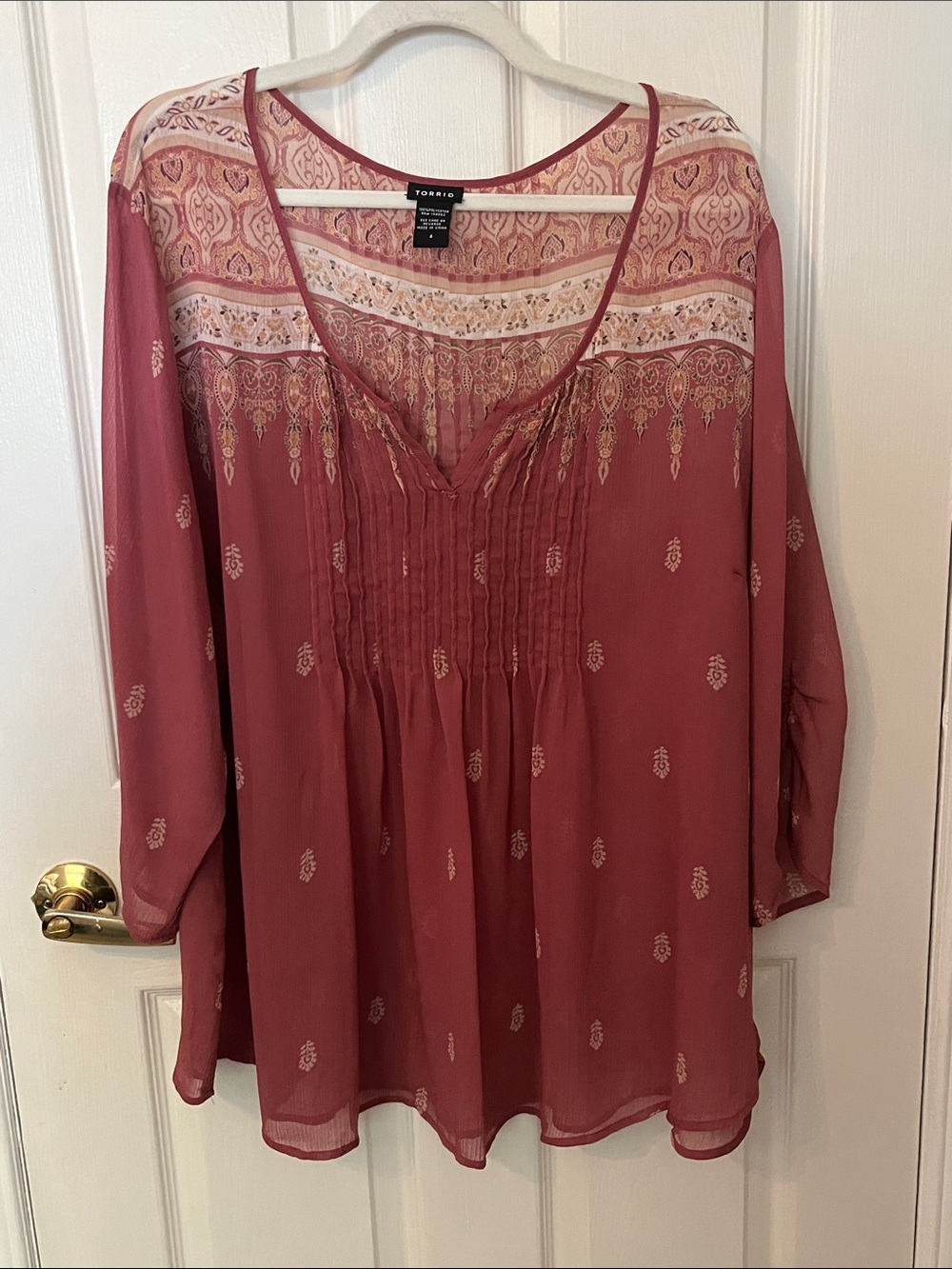 torrid rose mauve printed peasant blouse